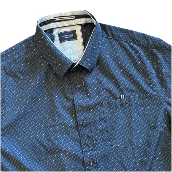 7 Diamonds Other - 7Diamonds 4 Way Stretch Shirt Men M Short Sleeve Button Up Geometric Print Woven